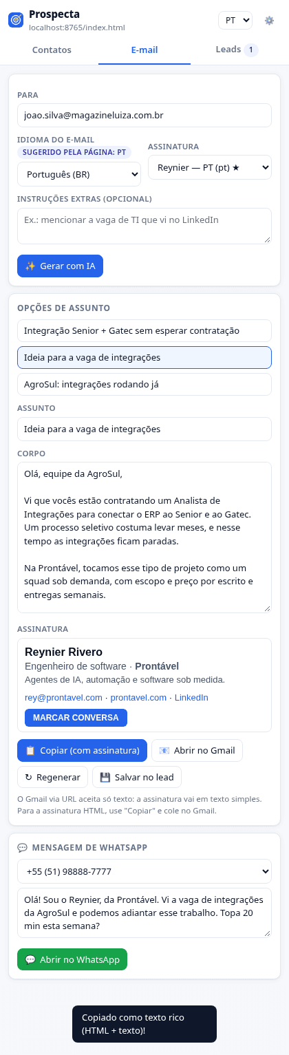 Cold emails com IA